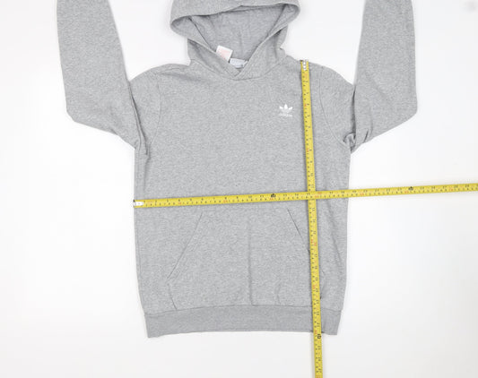 Adidas Boys Grey Hoodie L 13-14 Years Pullover Fleece Sweatshirt