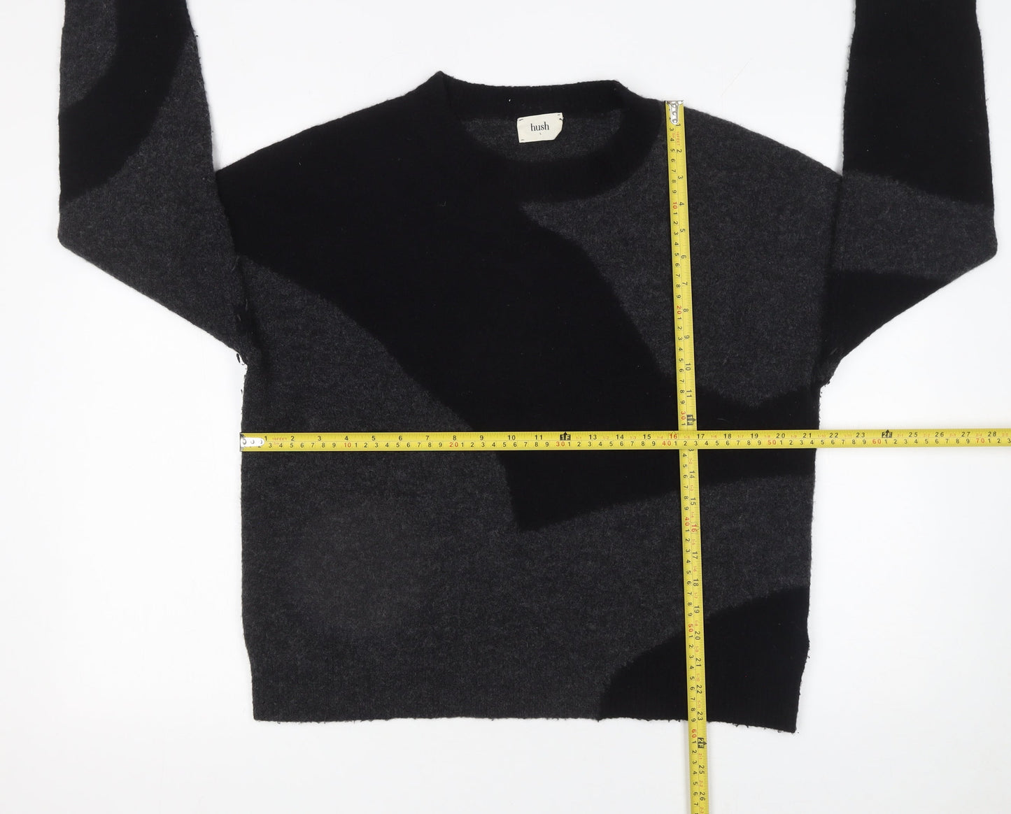 Hush Women’s Grey Wool Blend Geometric Pullover Jumper Size L