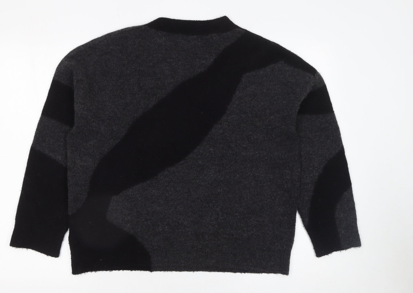Hush Women’s Grey Wool Blend Geometric Pullover Jumper Size L