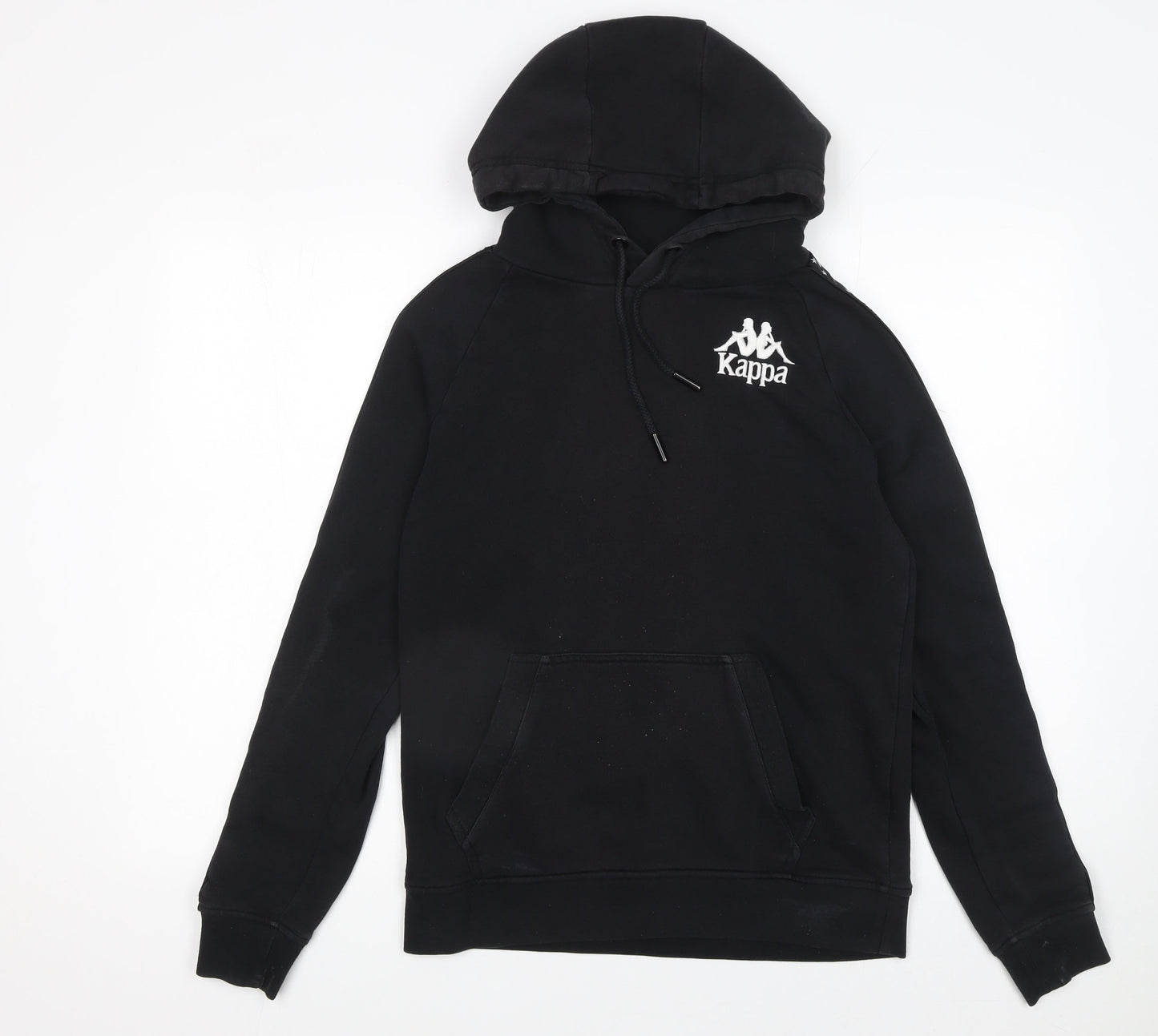 Kappa Men's Black Small Pullover Hoodie with Logo – Sportswear Casual Sweatshirt