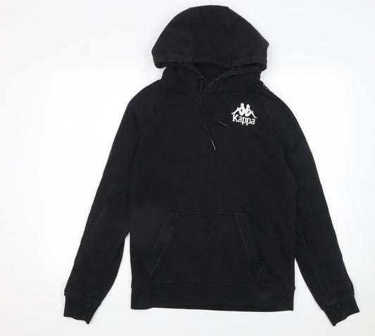Kappa Men's Black Small Pullover Hoodie with Logo – Sportswear Casual Sweatshirt