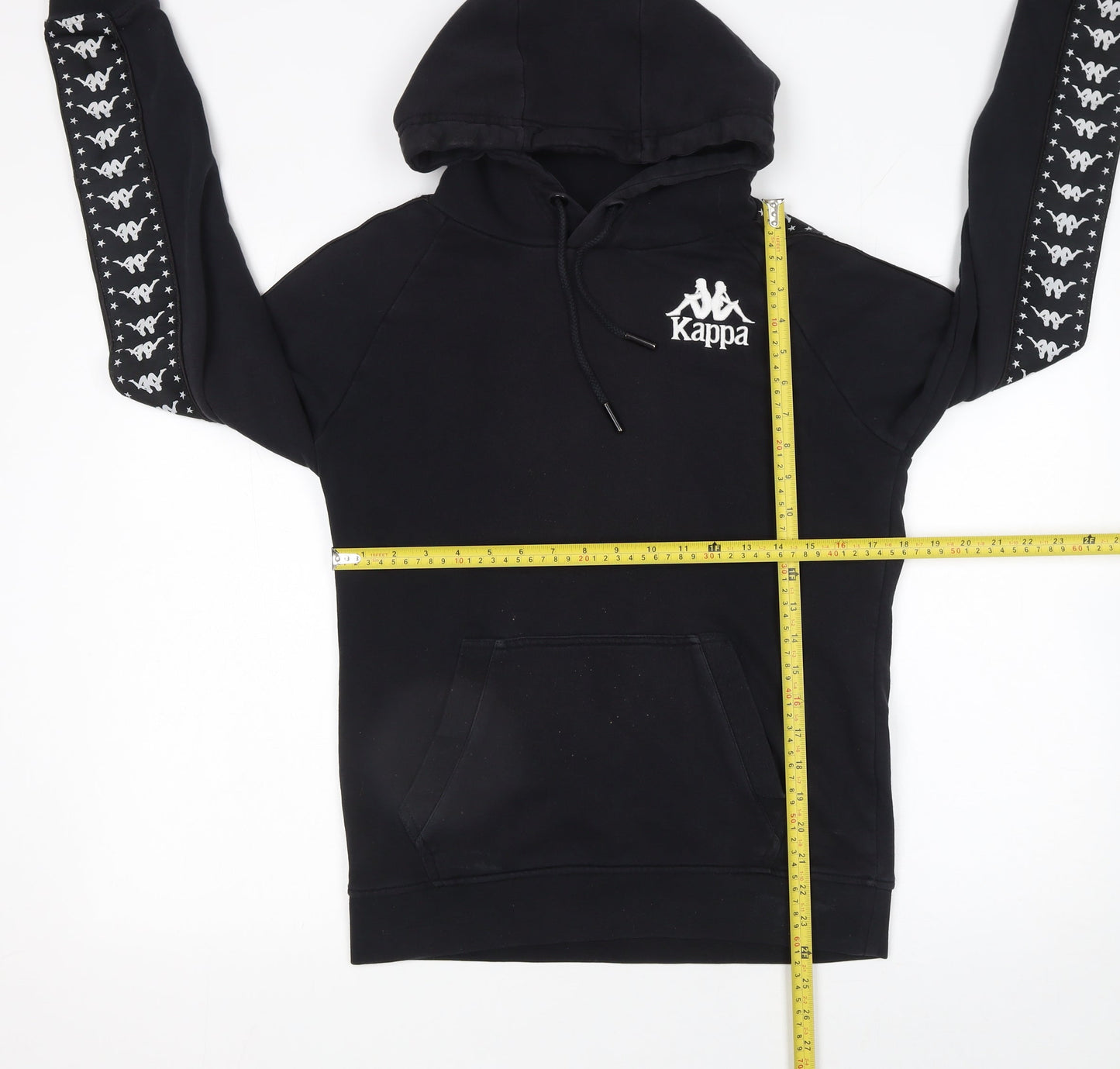 Kappa Men's Black Small Pullover Hoodie with Logo – Sportswear Casual Sweatshirt