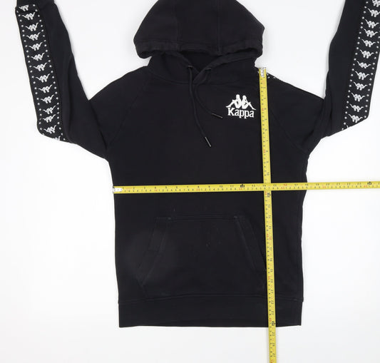 Kappa Men's Black Small Pullover Hoodie with Logo – Sportswear Casual Sweatshirt