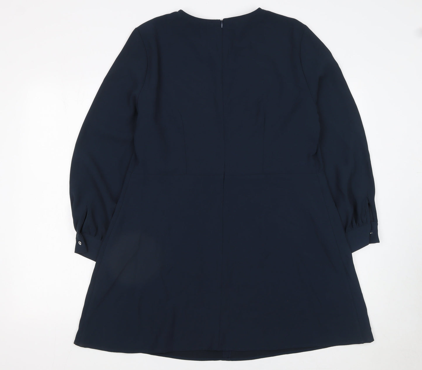 ZARA Women Blue XL Shift Dress Long Sleeve Workwear Style