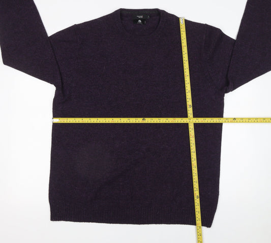 Thomas Nash Men's Purple Wool Blend Crew Neck Jumper Size L