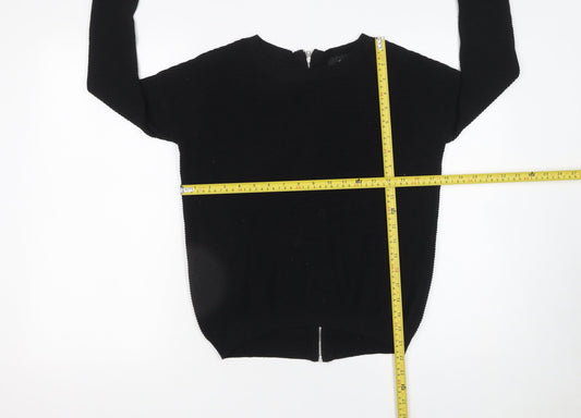 Next Women Black Beaded Zip Cardigan Size 6 Round Neck Knit