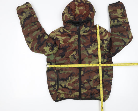 Brave Soul Boys Multicoloured Camouflage Hooded Puffer Jacket 11-12 Years