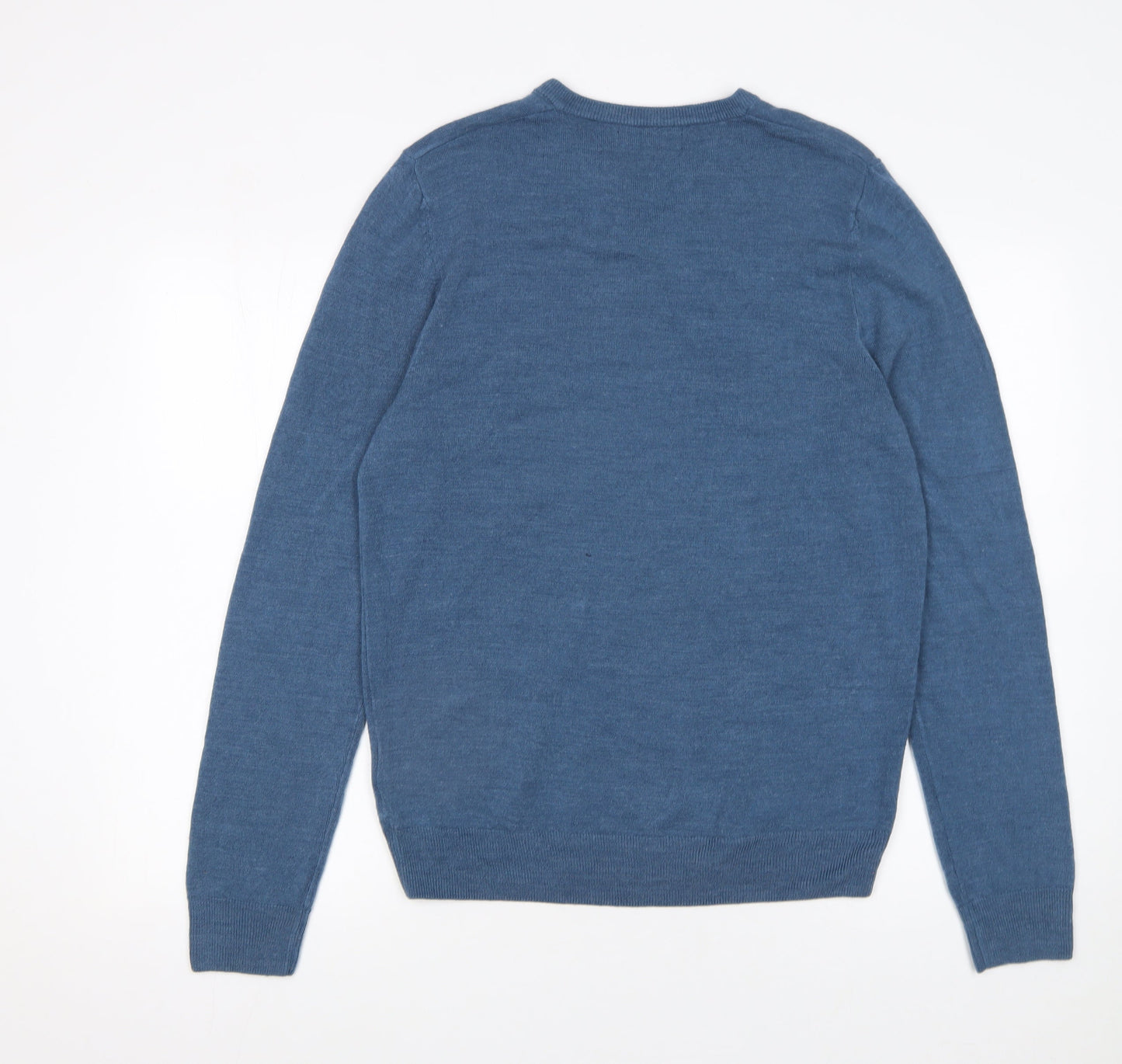 Marks and Spencer Men’s Blue V-Neck Acrylic Jumper Size M