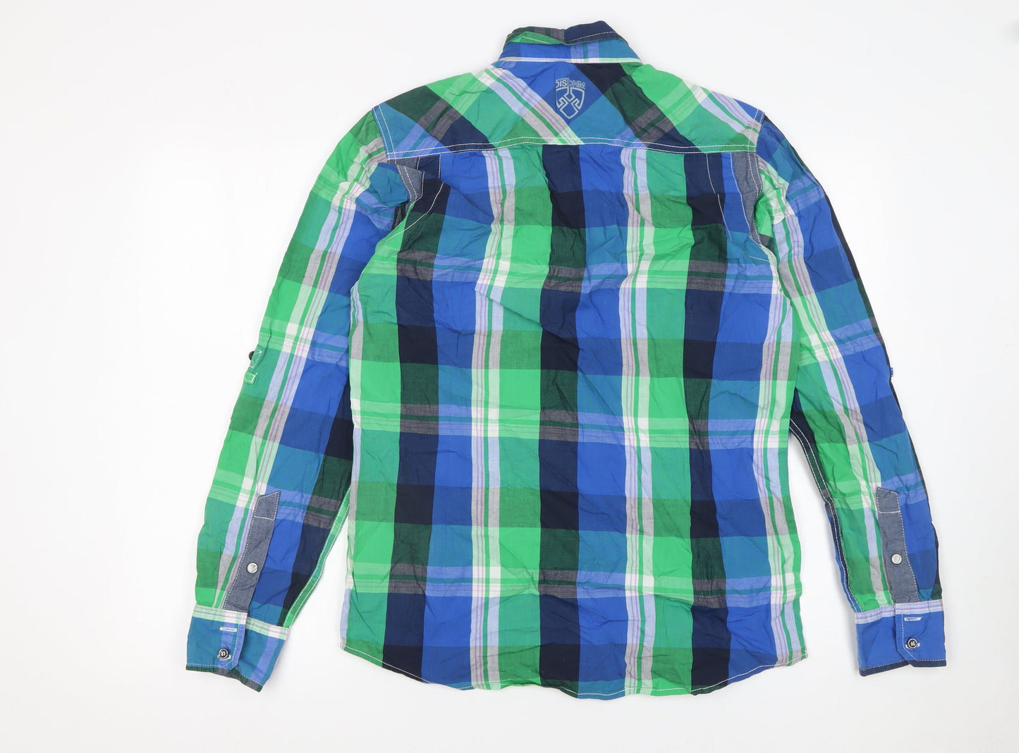 Dissident Men's Green Blue Check Button-Up Casual Shirt M