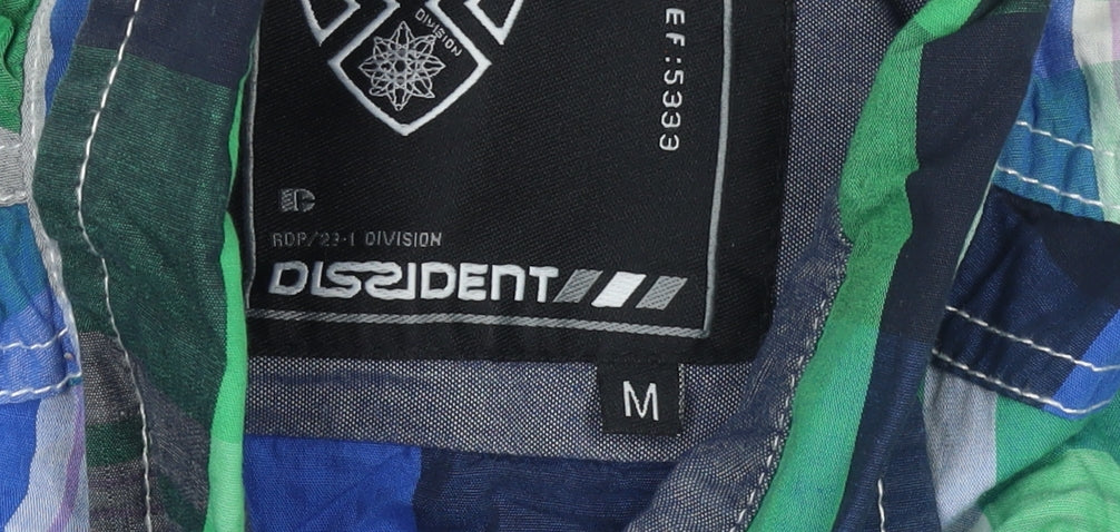 Dissident Men's Green Blue Check Button-Up Casual Shirt M