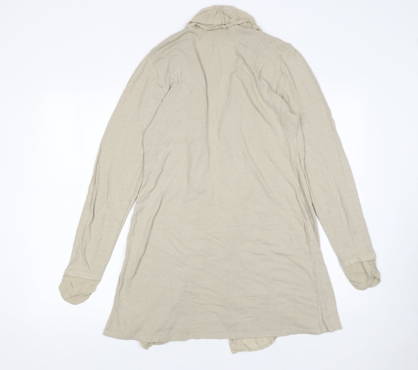 James Lakeland Women Beige Ruffle Button Long Sleeve Cardigan Size 16