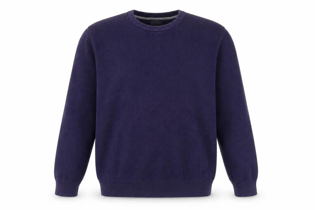 Marks and Spencer Men's Blue Cotton Crew Neck Jumper L Regular Fit