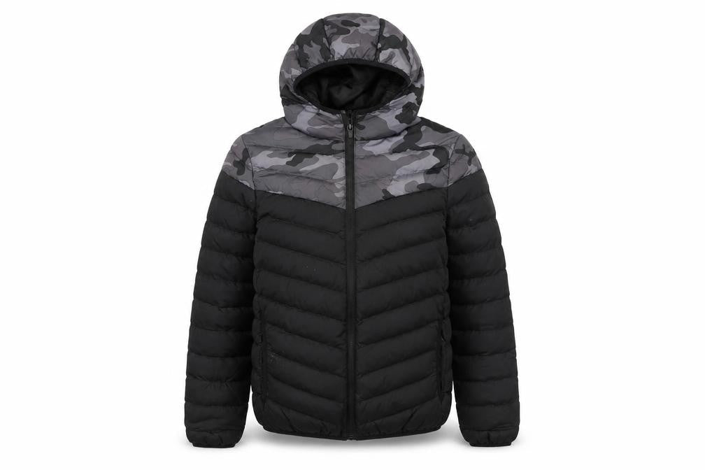 Kangaroo Poo Boys Black Camouflage Hooded Puffer Jacket 11-12 Years