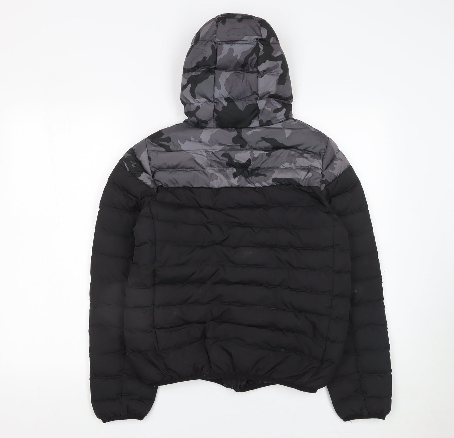 Kangaroo Poo Boys Black Camouflage Hooded Puffer Jacket 11-12 Years