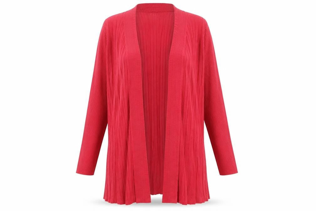 David Emanuel Women's Red Long Sleeve Open Knit Cardigan Size S
