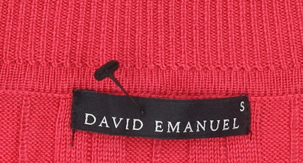 David Emanuel Women's Red Long Sleeve Open Knit Cardigan Size S