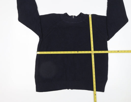 H&M Women's Blue Full Zip Chunky Knit Jumper Size 12