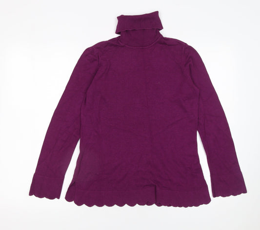 Isaac Mizrahi Live Women Purple XS Roll Neck Cotton Blend Jumper
