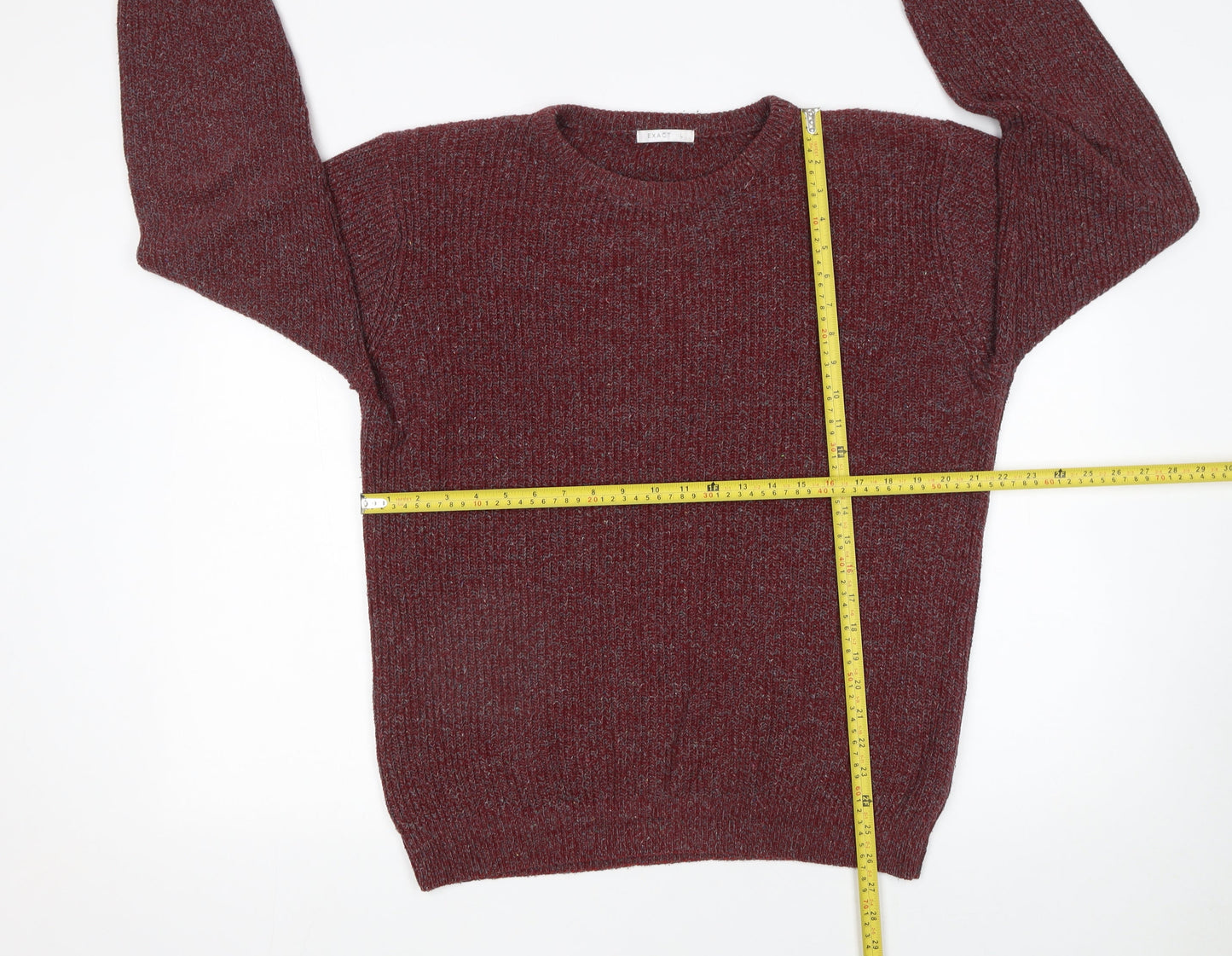 Exact Mens Red Cotton Knit Crew Neck Jumper L