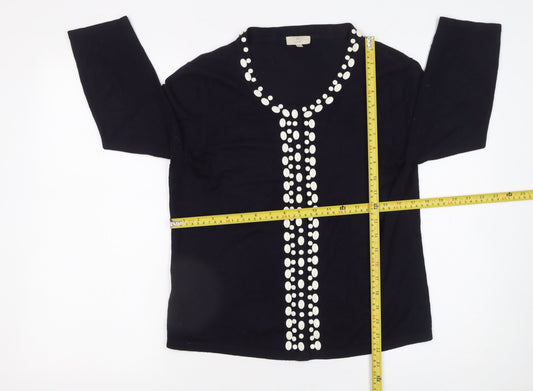 CC Petite Womens Black Embellished Knit Cardigan Size M