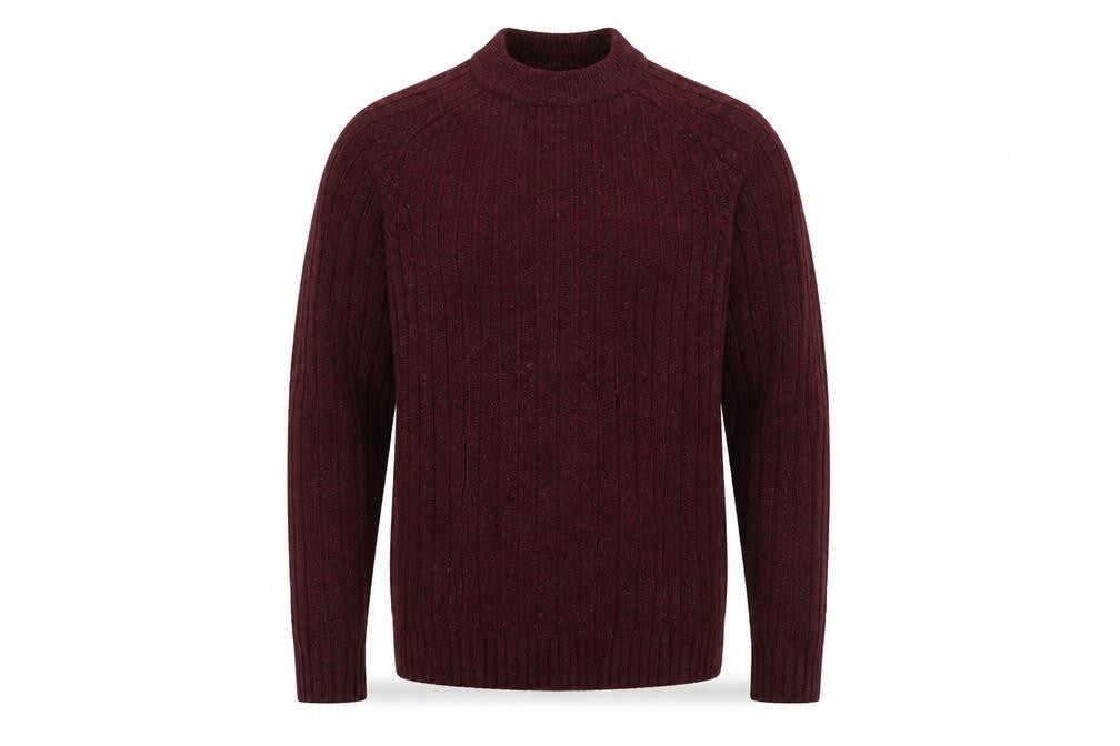 Marks and Spencer Men's Red Wool Blend Rib Knit Jumper Size S