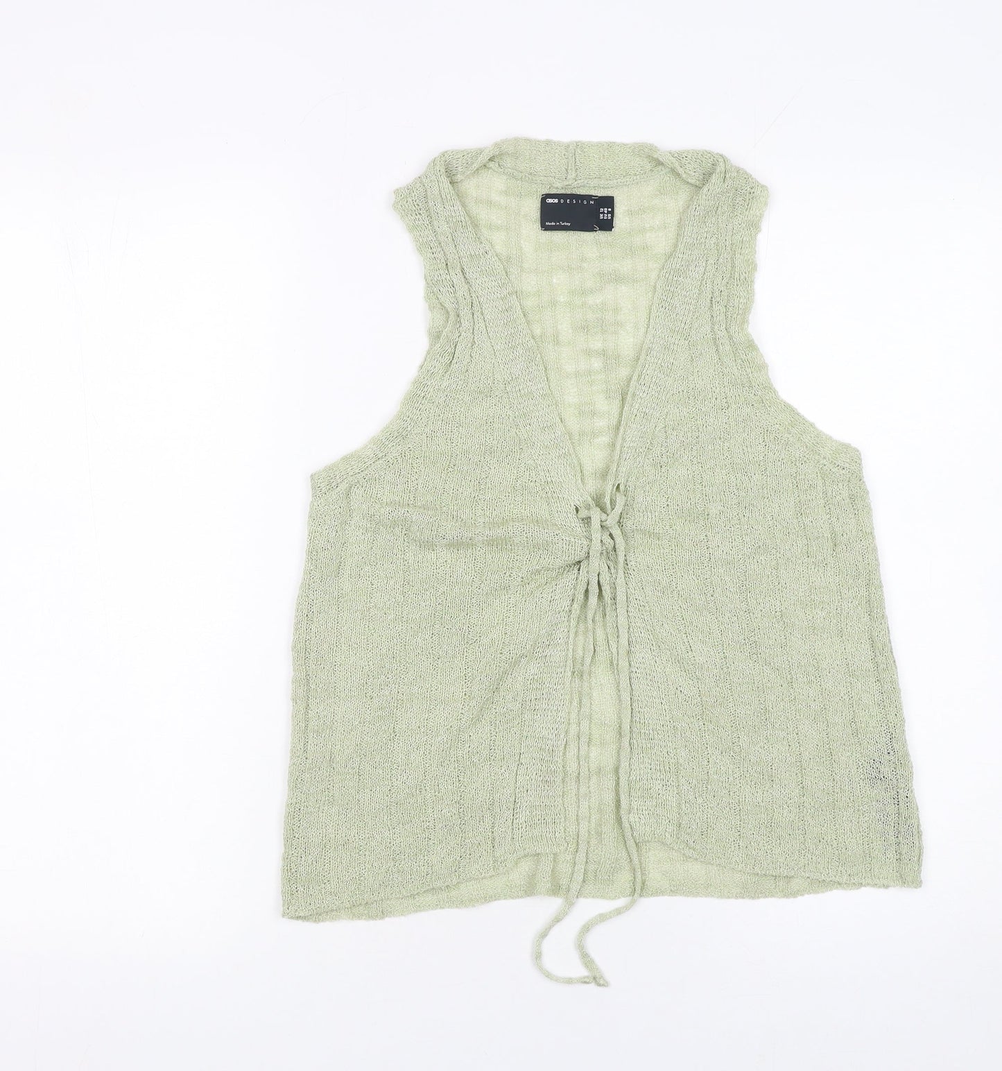 ASOS Design Women Green Knit Sleeveless Tie Front Tank Top Size 12