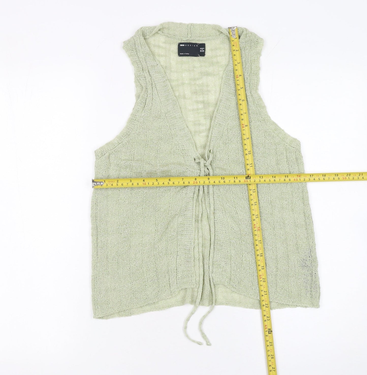 ASOS Design Women Green Knit Sleeveless Tie Front Tank Top Size 12