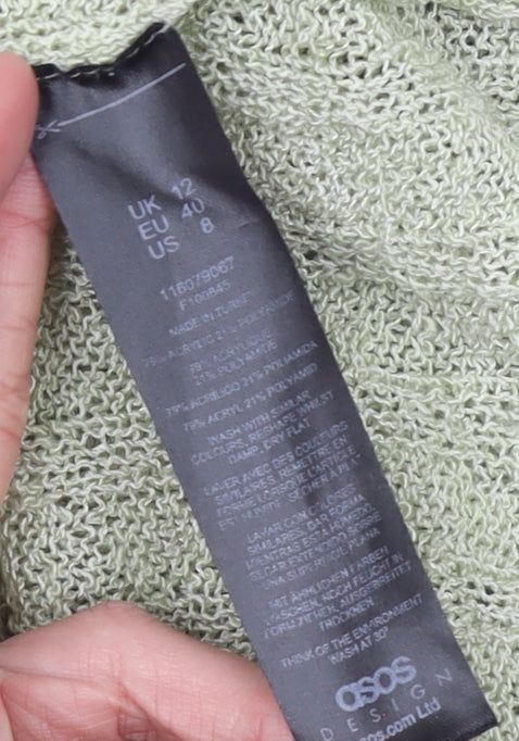 ASOS Design Women Green Knit Sleeveless Tie Front Tank Top Size 12