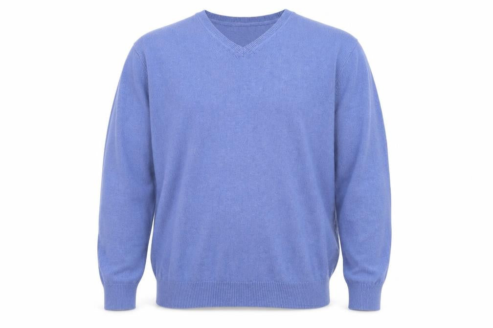 Marks & Spencer Men Blue 2XL V-Neck Cotton Pullover Jumper
