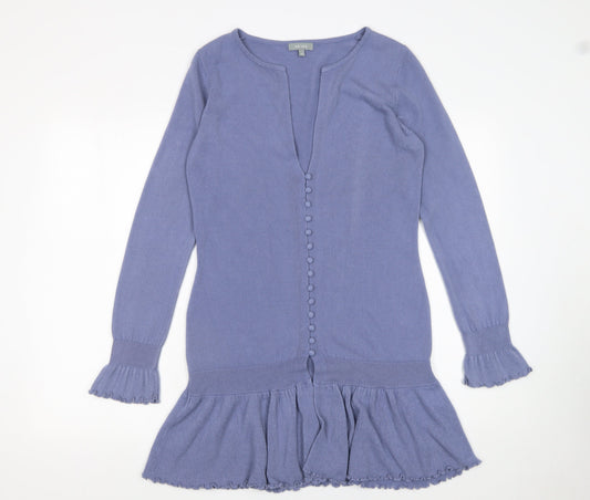 Marks and Spencer Per Una Women's Purple Ruffle Hem Long Sleeve Cardigan Size 12