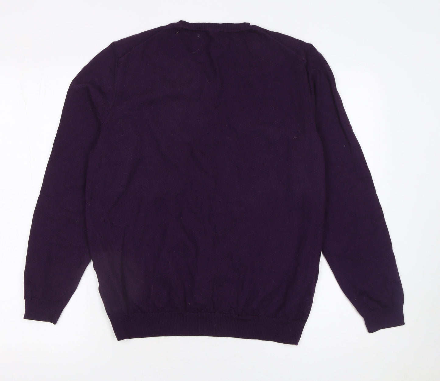 Hugo Boss Men's Purple V-Neck Merino Wool Jumper XL Regular Fit