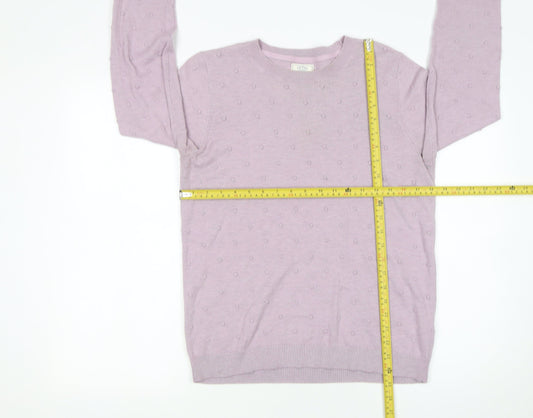 Fat Face Women Purple Crew Neck Long Sleeve Knit Jumper Size 12
