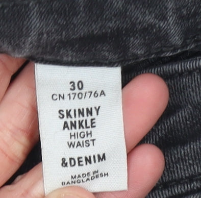 &Denim Women Grey High Rise Skinny Ankle Jeans Size 14