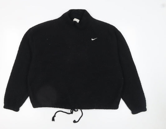 Nike Women's Black Therma-Fit Pullover Sweatshirt M Drawstring Fleece