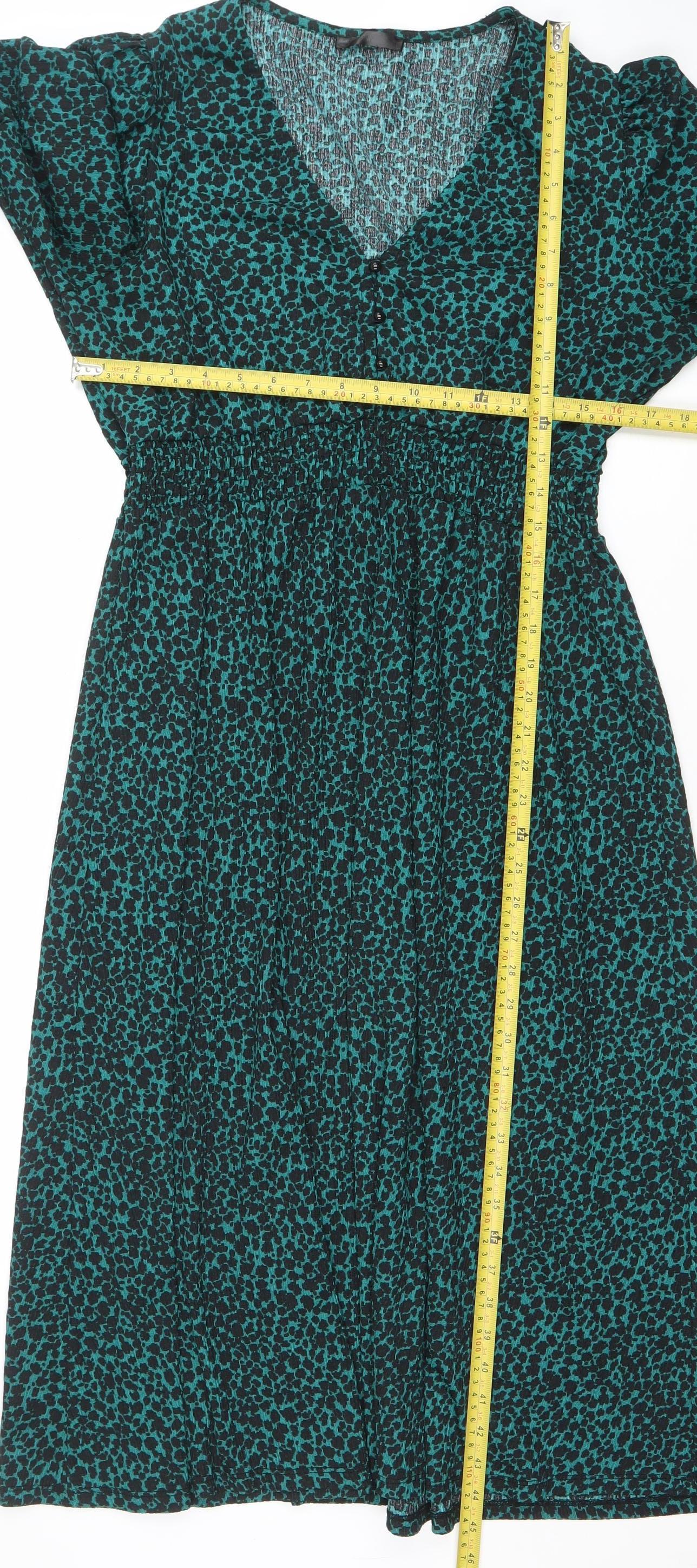 Dunnes Stores Women Green Animal Print Midi A-Line Dress Size L