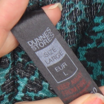 Dunnes Stores Women Green Animal Print Midi A-Line Dress Size L