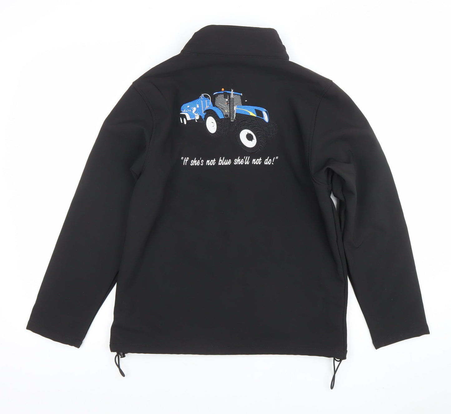 IMPACT Boys Black Soft Shell Jacket 13-14 Years Embroidered Tractor Zip Up