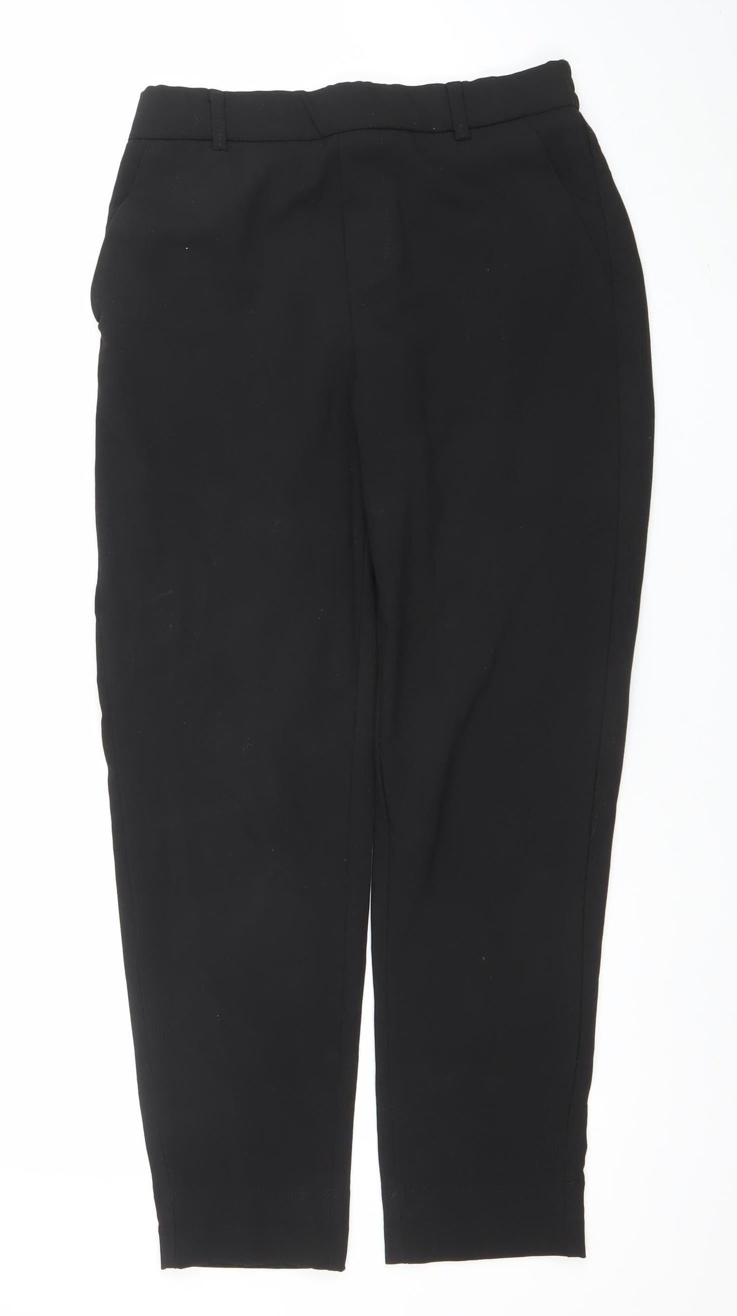 STUDIO Men Black Regular Fit Tapered Polyester Stretch Trousers Size 12