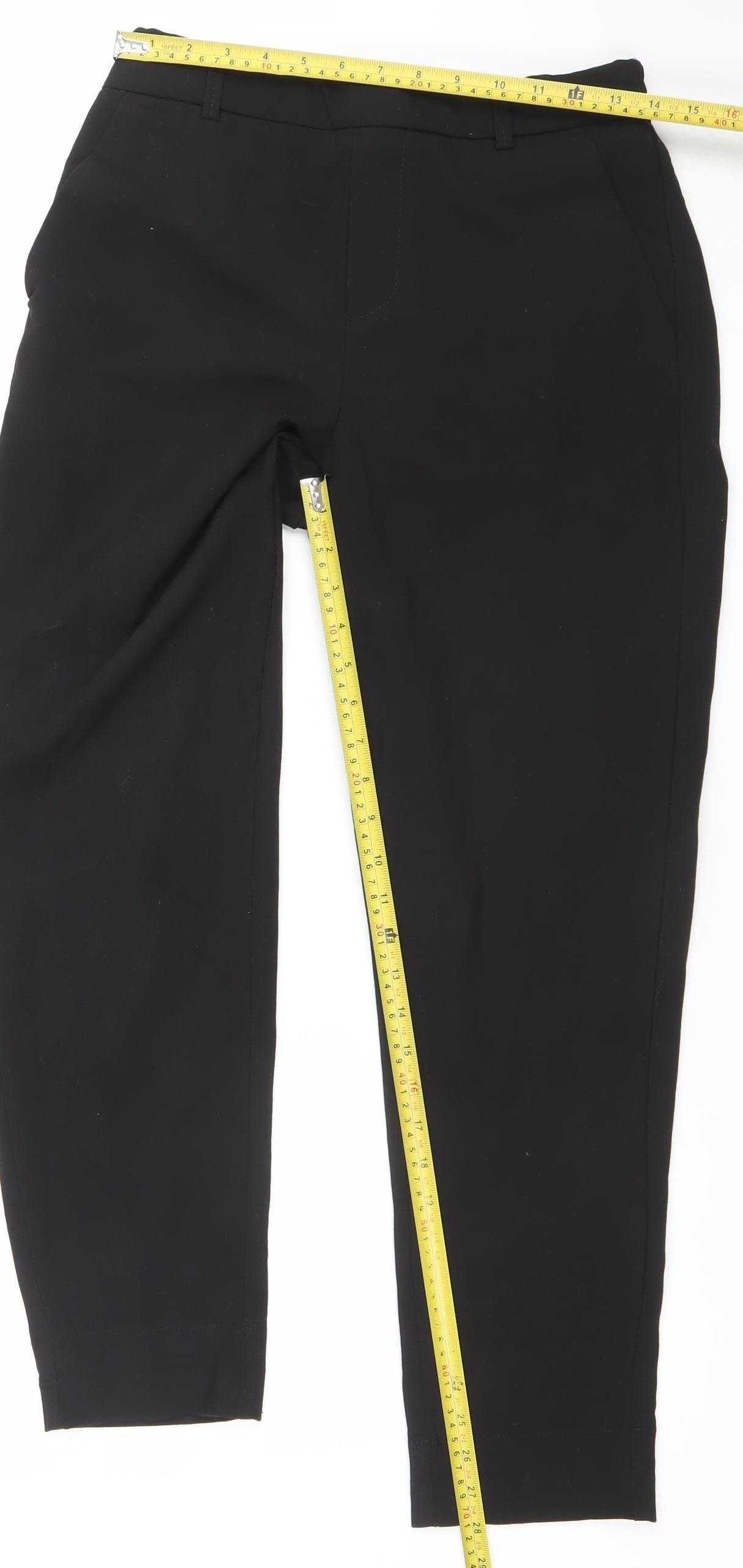 STUDIO Men Black Regular Fit Tapered Polyester Stretch Trousers Size 12