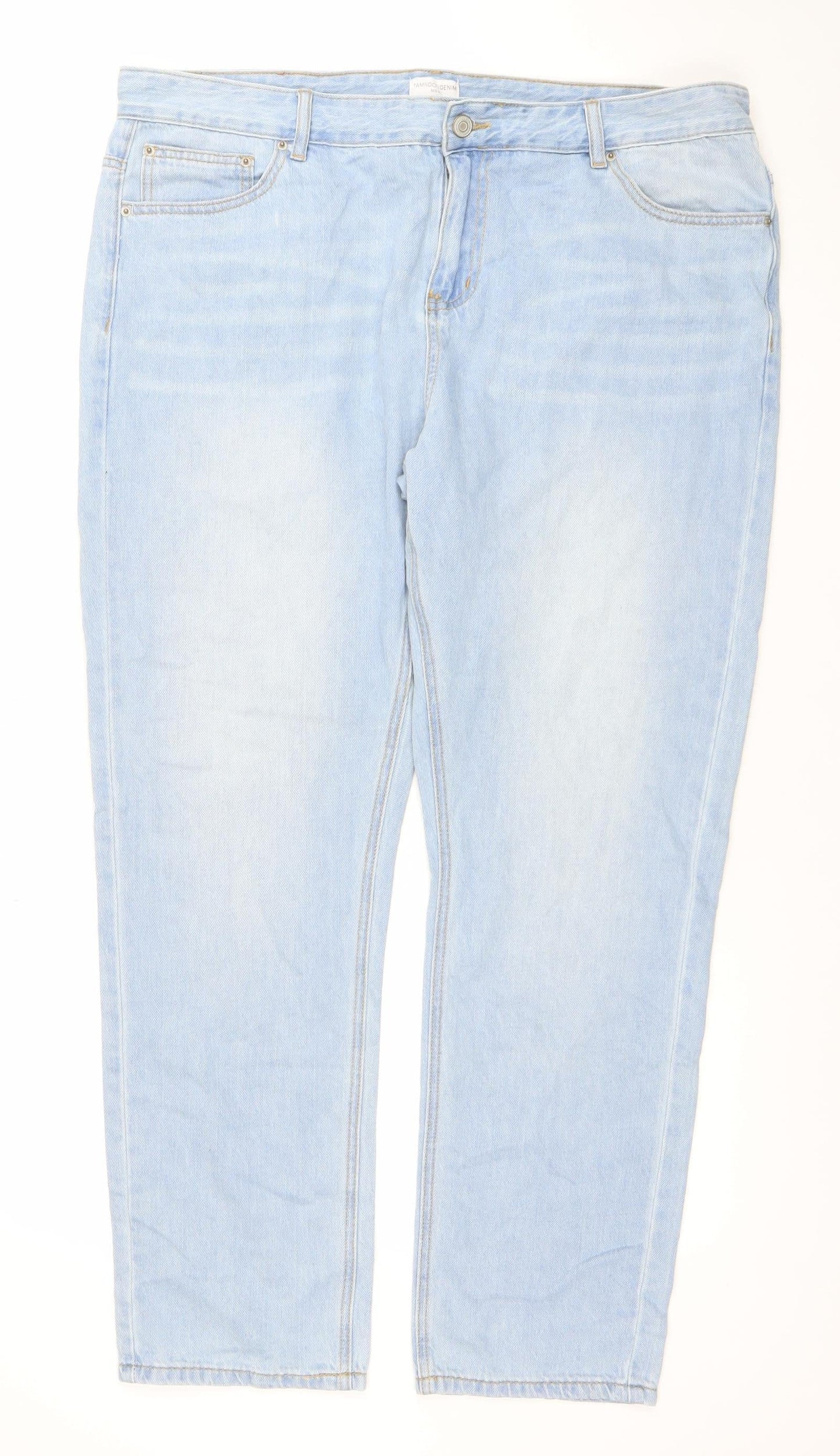 Tamnoon Denim Men Blue Light Wash Straight Jeans Size 46