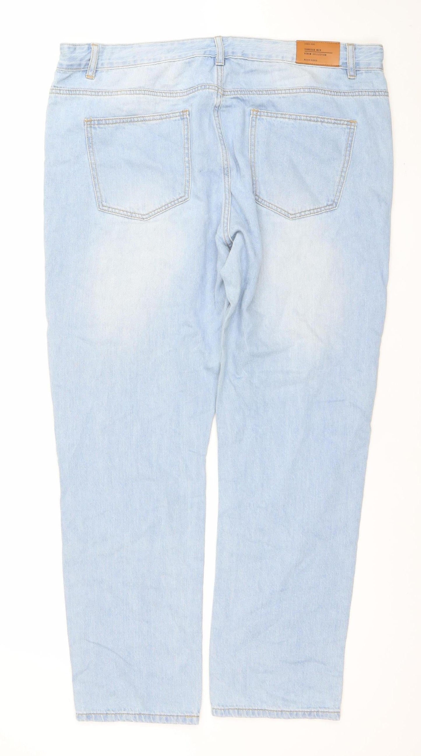 Tamnoon Denim Men Blue Light Wash Straight Jeans Size 46