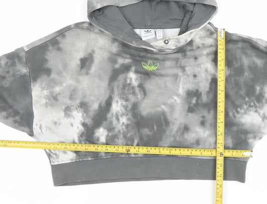 Adidas Womens Grey Tie Dye Cropped Hoodie Size XS Cotton Blend