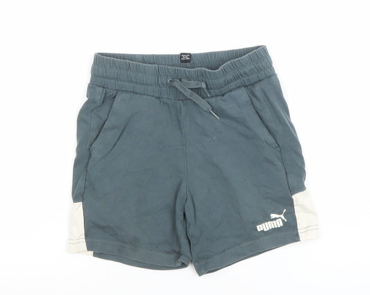 Puma Boys Blue Athletic Shorts 9-10 Years Drawstring Elastic Waist