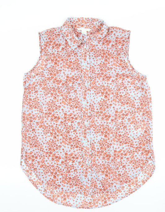 H&M Women's Multicoloured Floral Sleeveless Button-Up Blouse Size 8