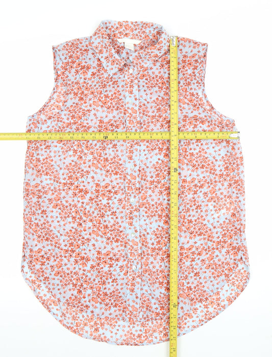 H&M Women's Multicoloured Floral Sleeveless Button-Up Blouse Size 8