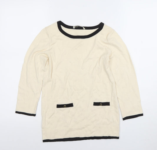 Oasis Women’s Ivory Tunic Top XS 3/4 Sleeve Cotton Viscose Knit