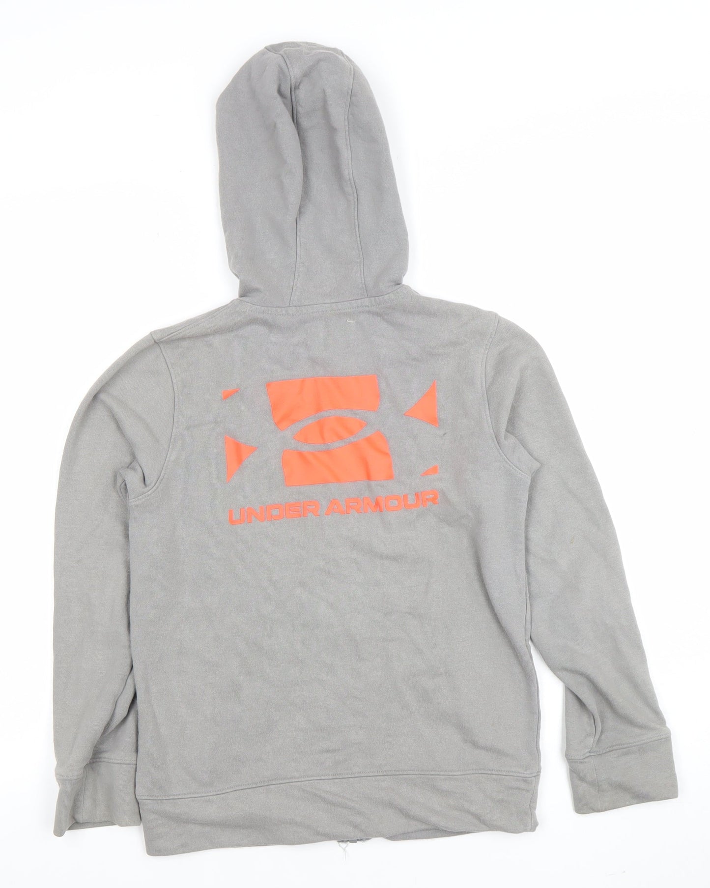Under Armour Boys Grey Full Zip Hoodie Size Medium Cotton Blend