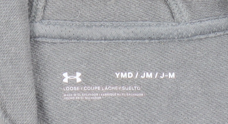 Under Armour Boys Grey Full Zip Hoodie Size Medium Cotton Blend