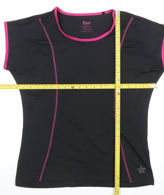 Crivit Sports Black Pink Trim Short Sleeve T-Shirt M