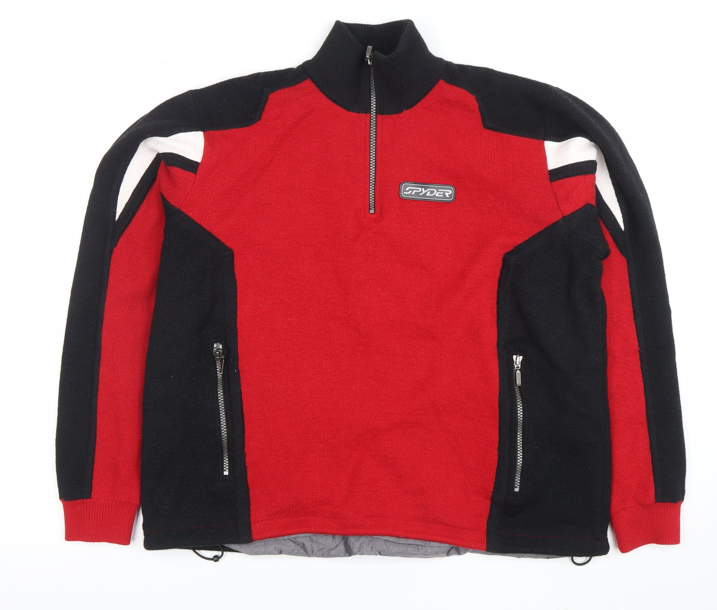 Spyder Men's Red Black 1/2 Zip Wool Ski Sweatshirt Size L